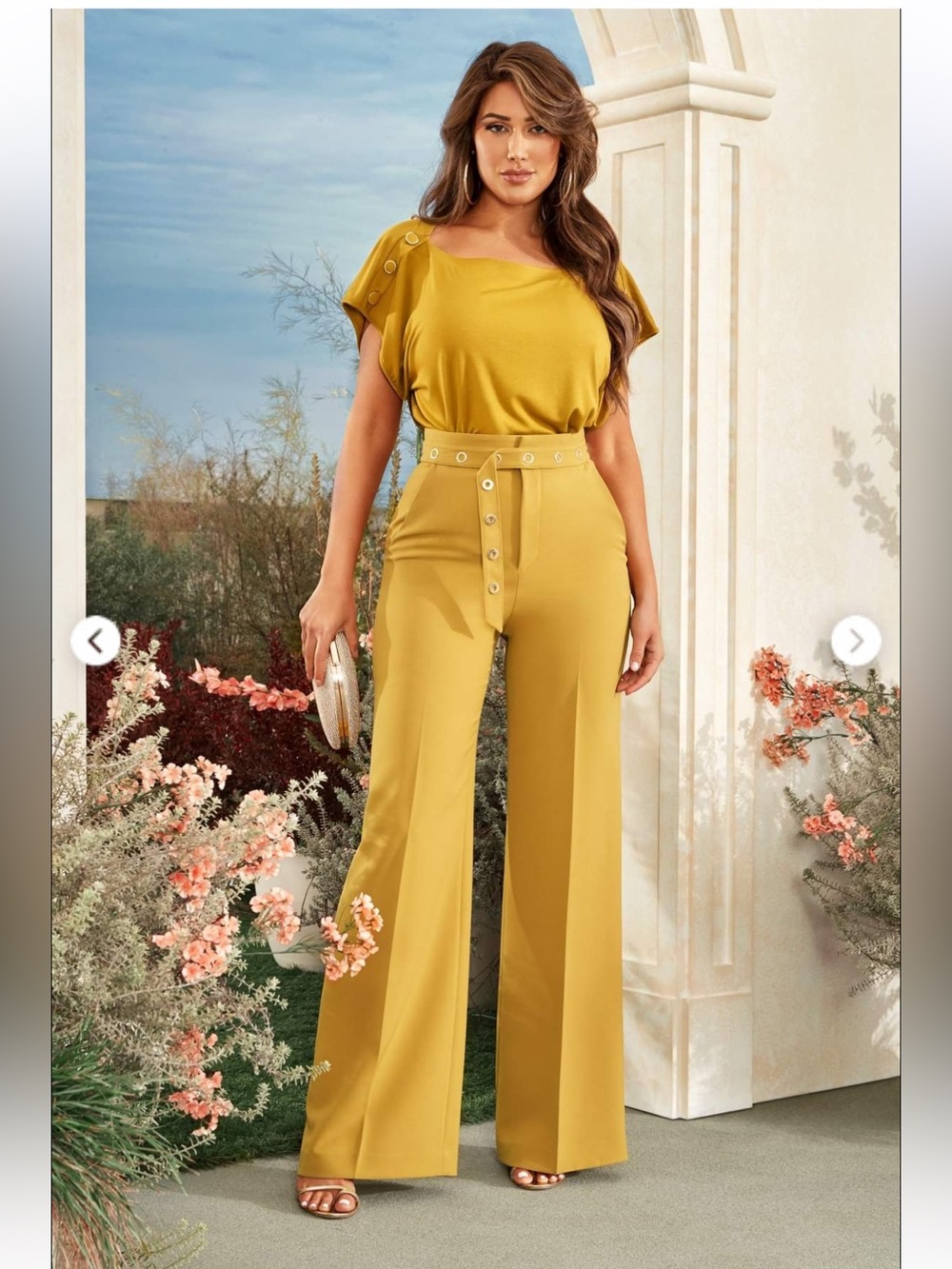 Marciano Mustard Colour Wide Leg Pants - Size M